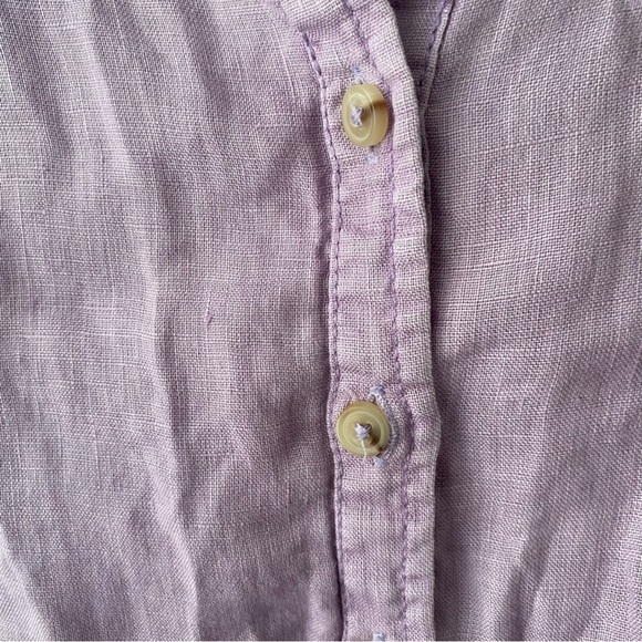 Anthropologie Maeve LILAC Linen Buttondown Ruched Sleeve Blouse I Size: XS - Picture 5 of 13